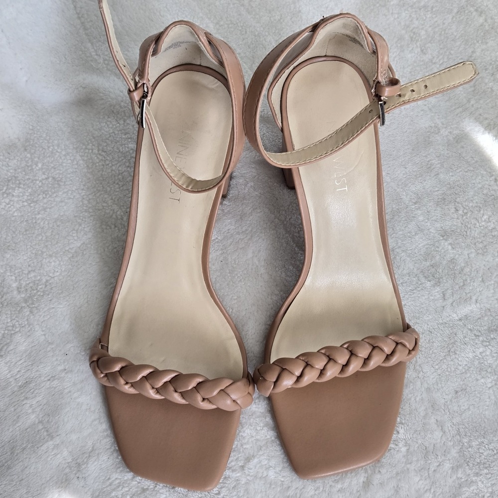 Nine West Beige Braided Strap Heels - Picture 4 of 9